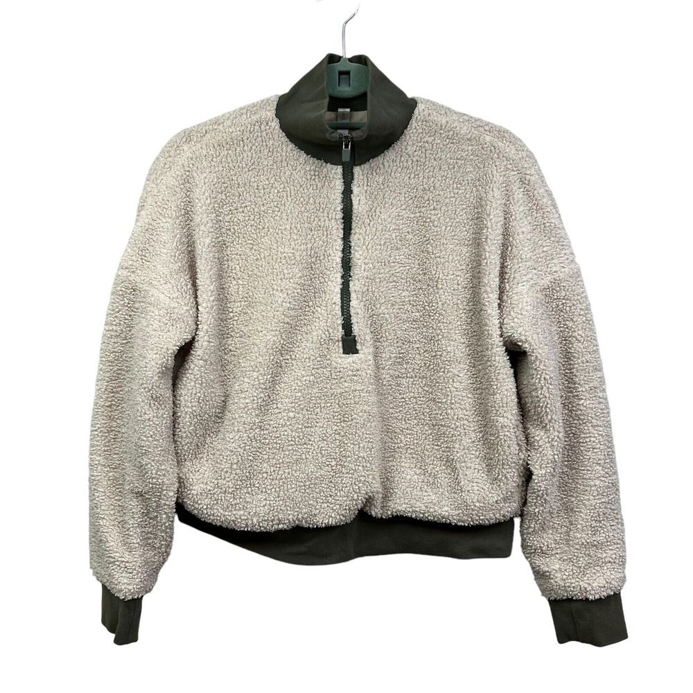 Fabletics Womens Sherpa Fleece Sweater Dream Polar Quarter Zip Mock Cream Sz XS*